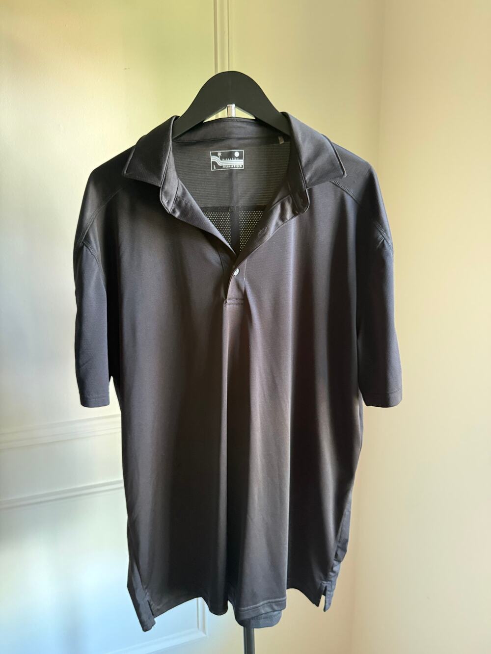Fish Hippie Co Migration Performance Polo Shirt Black Size Large